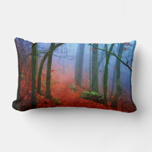 Bemalter Herbstwald Blaue Nebel Kissen