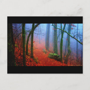 Bemalter Herbstwald Blaue Nebel Postkarte