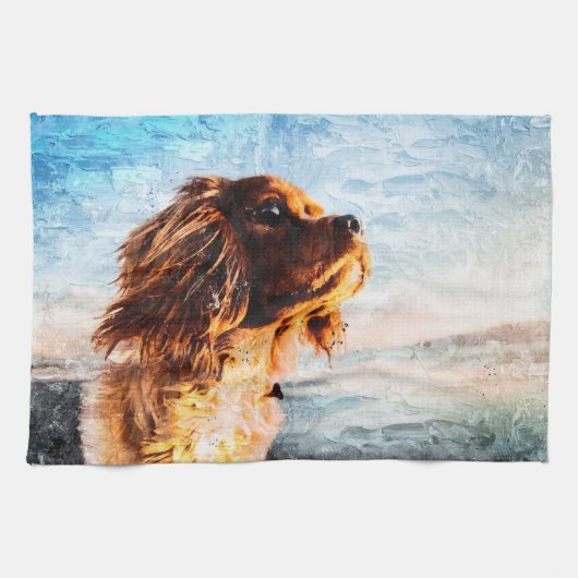 Bemalter Hundedruck Geschirrtuch (Horizontal)