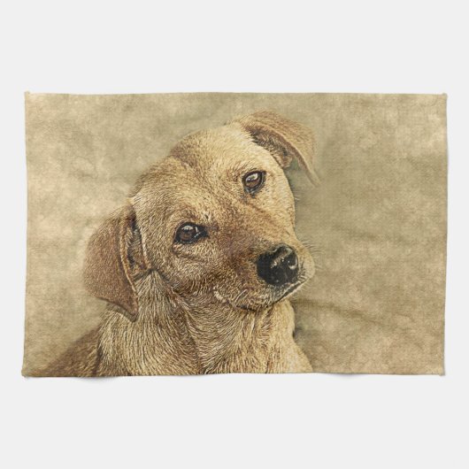 Bemalter Hundedruck Geschirrtuch (Horizontal)