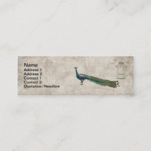 Bemalter Pfau Weiß Vintage Visitenkarte/Tag Mini Visitenkarte