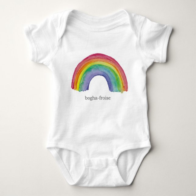 bemalter Regenbogen/Bogha-froise schottisch-gälisc Baby Strampler (Vorderseite)