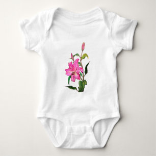 Bemalter rosa Lili-Blumen-Baby-Bodysuit Baby Strampler
