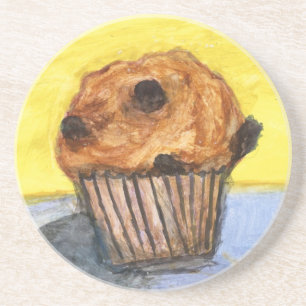 Bemalter Schokoladenchip-Muffin-Sandstein-Getränke Untersetzer