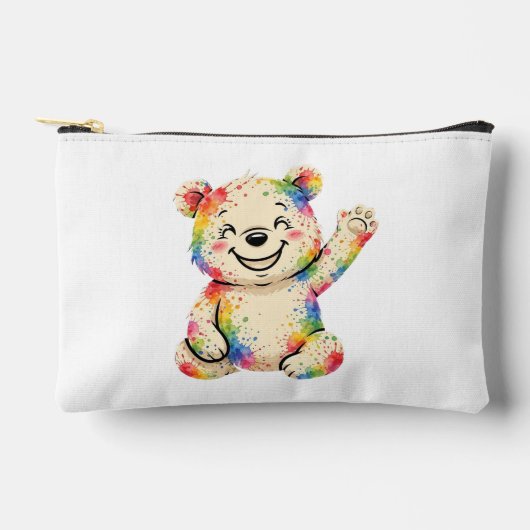 bemalter Teddybär-Beutel Zubehörtasche (Vorderseite)