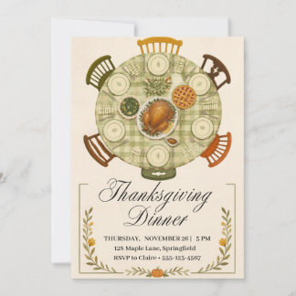 Bemalter Thanksgiving-Esszimmertisch Gingham Einladung