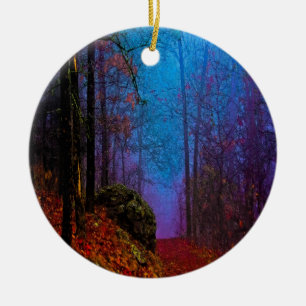 Bemalter Wald Herbst Lila Nebel Keramik Ornament