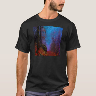 Bemalter Wald Herbst Lila Nebel T-Shirt