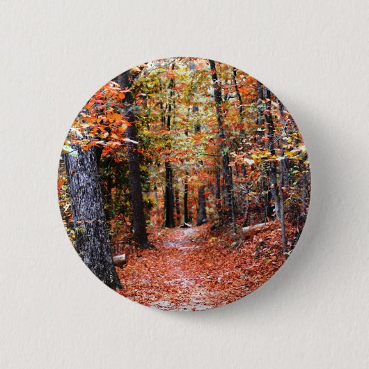 Bemalter Wald Herbstweg Aquarell Geschenke Button (Vorderseite)