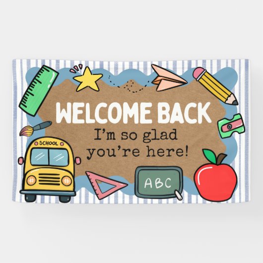 Bemaltes Banner Rückblick auf die Schule Willkomme (Horizontal)