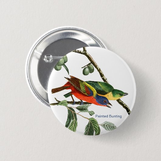 Bemaltes Bejagen, Audubon, Birdwatcher Finch Bird, Button (Vorne & Hinten)