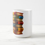 Bemaltes Buch - 3D-Stapel farbenfroher Harzromane Kaffeetasse (Mittel)