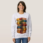 Bemaltes Buch - 3D-Stapel farbenfroher Harzromane Sweatshirt (Vorne ganz)