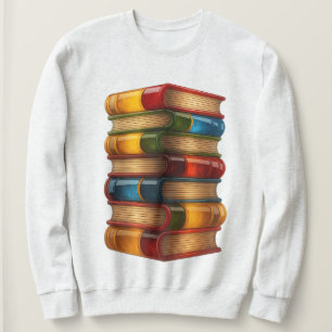 Bemaltes Buch - 3D-Stapel farbenfroher Harzromane Sweatshirt