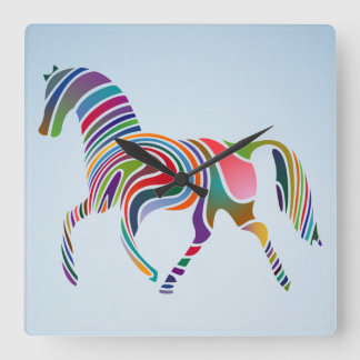 bemaltes Pferd Quadratische Wanduhr