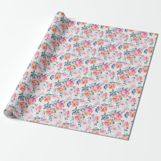 Bemaltes Rosenmuster Geschenkpapier (Ungerollt)