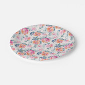 Bemaltes Rosenmuster Pappteller (Schrägansicht)