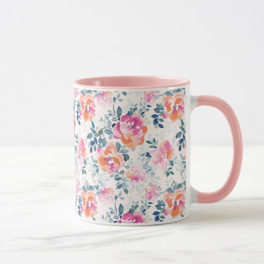 Bemaltes Rosenmuster Tasse (Rechts)