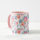 Bemaltes Rosenmuster Tasse (Vorderseite Links)