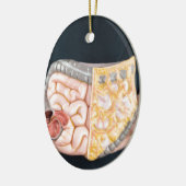 Bemannen Sie das Halten des Modells der Keramikornament (Links)