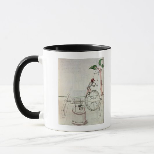 Bemannen Sie das Setzen in Bewegung eines Tasse (Links)