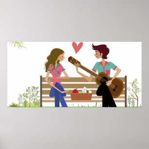Bemannen Sie das Spielen der Gitarre mit einer Poster