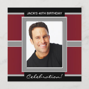 Bemannt rotes und schwarzes Geburtstags-Party Einladung