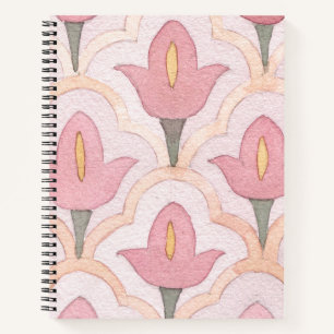 Bemerkenswert dekoratives Muster Wasserfarben Tulp Notizblock