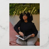 Bemerkenswert Real Gold Script 2 Foto Graduate Folieneinladung (Vorderseite)