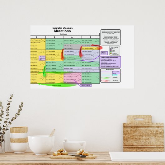 Bemerkenswerte Mutationen nach dem genetischen Cod Poster (Küche)
