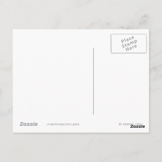 bemerkenswerte Silben Postkarte (Rückseite)