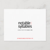 bemerkenswerte Silben Postkarte (Vorderseite)