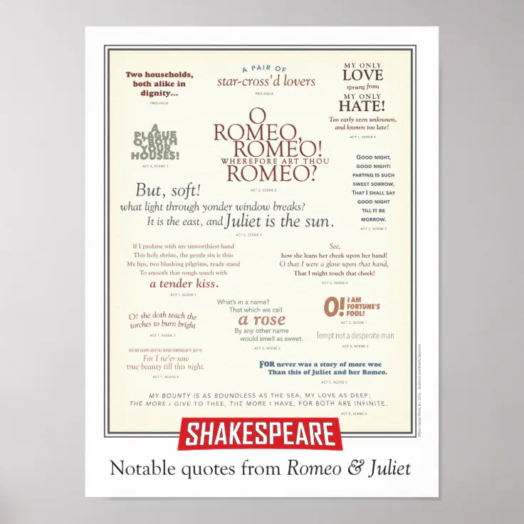 Bemerkenswerte Zitate von Romeo und Julia Poster Zazzle.de