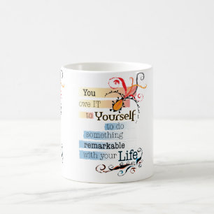 Bemerkenswertes Illustriertes Zitat von LIFE Kaffeetasse