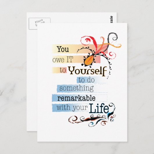 Bemerkenswertes Illustriertes Zitat von LIFE Postkarte (Vorne/Hinten)