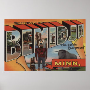 Bemidji, Minnesota - große Buchstabe-Szenen Poster