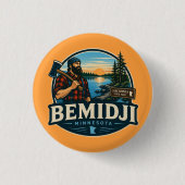Bemidji Minnesota Paul Bunyan Rustikale Nordwälder Button (Vorderseite)