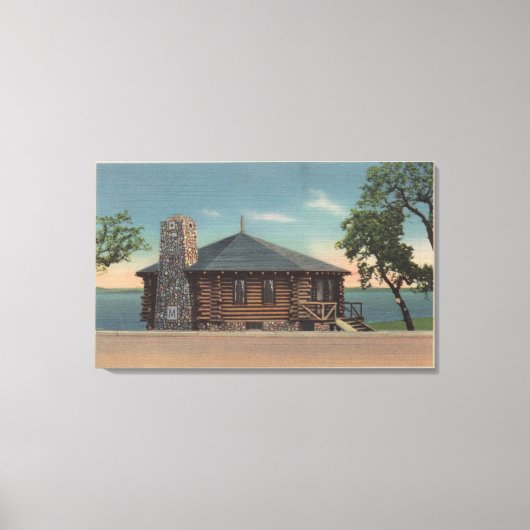 Bemidji, MN - Blick auf den Feuerplatz der Staaten Leinwanddruck (Vorderseite)