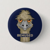 Bemused Funny Emu Pun Button (Vorderseite)