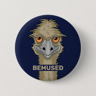Bemused Funny Emu Pun Button