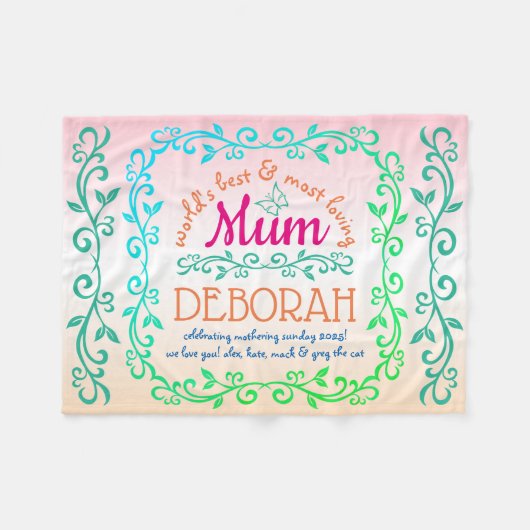 Bemuttern die beste Mama-botanischen des Logos Fleecedecke (Vorderseite (Horizontal))