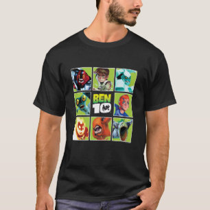 Ben 10 Alien Charakter Gitter Pop Art Cartoon Lang T-Shirt