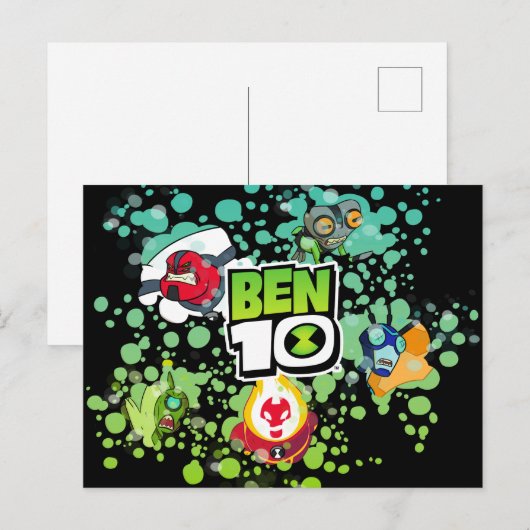 Ben 10 Alien Forms Bubble Graphic Einladungspostkarte (Vorne/Hinten)