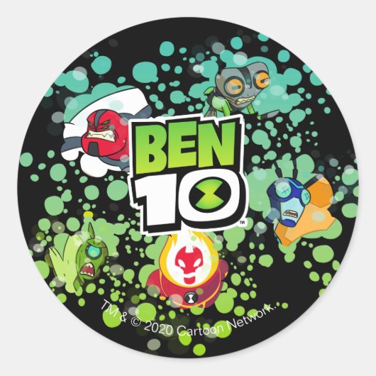 Ben 10 Alien Forms Bubble Graphic Runder Aufkleber (Vorderseite)