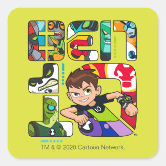 Ben 10 Alien Logo Quadratischer Aufkleber