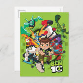 Ben 10 Alien Rush Graphic Einladungspostkarte (Vorne/Hinten)