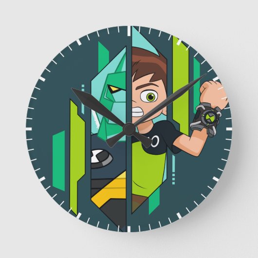 Ben 10 Diamondhead DNA-Transformation Runde Wanduhr (Vorderseite)