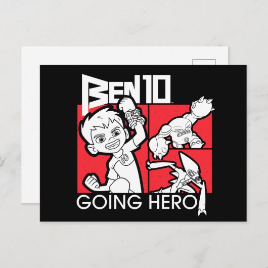 Ben 10 Going Hero Einladungspostkarte (Vorne/Hinten)