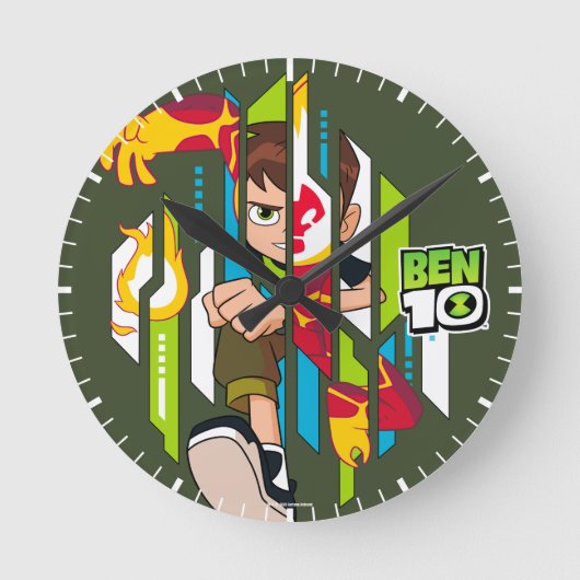 Ben 10 Heatblast DNA Transformation Runde Wanduhr (Vorderseite)