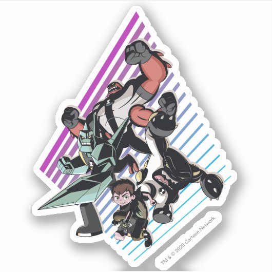 Ben 10 Retro Alien Group Graphic Aufkleber (Vorderseite)